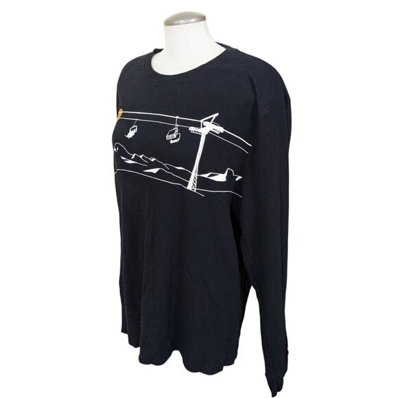 Old Navy Ski Graphic Thermal Tee Womens Plus XXL Black Long Sleeve Soft Washed - Picture 4 of 7